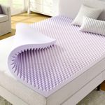 NAP&SLEEP Lavender Infused Dual-Sided Mattress Topper - Available in Twin, Full, Queen, King Sizes, 2" or 3" Thickness, Made in USA, Convoluted & Flat Foam, Compressed & Roll Packed (King, 2" Inch)