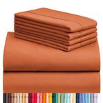 LuxClub 6 PC Full Sheet Set, Breathable Luxury Bed Sheets, Deep Pockets 18" Wrinkle Free Cooling Bed Sheets Machine Washable Hotel Bedding Silky Soft - Autumn Orange Full