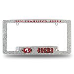 NFL Rico Industries San Francisco 49ers Chrome All Over Automotive Bling License Plate Frame 12" x 6" Chrome All Over Automotive Bling License Plate Frame Design for Car/Truck/SUV