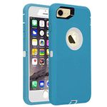 smartelf Case for iPhone 7/8 Heavy Duty With Built-in Screen Protector Shockproof Dust Drop Proof Protective Cover Hard Shell for Apple iPhone 7/8 4.7 inch-Blue/White