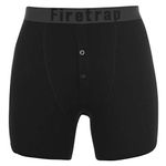 Firetrap Mens 2 Pack Boxers Boxer Underwear Stripe Black/black Medium