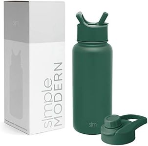 Simple Modern Water Bottle with Straw and Chug Lid Vacuum Insulated Stainless Steel Metal Thermos Bottles | Reusable Leak Proof BPA-Free Flask for Sports | Summit Collection | 32oz, Glamping Forest