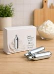 Stainless Steel Whipped Cream Dispenser with 10 Cream Chargers Set,Professional Whipping Siphon Bottle for Desserts, Coffee, Cakes, Ice Cream & Bakery Use