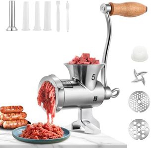 Huanyu Stainless Steel Meat Grinder Manual with Table Clamp Sausage Stuffer Food Mill Hand Crank for Chicken,Beef,Small Bone,Chili HZ-5