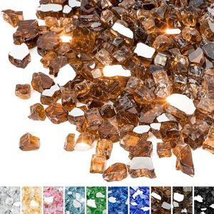 Mr. Fireglass 20 Pounds Copper Reflective Fire Glass, 1/2 Inch High Luster Reflective Tempered Glass Rocks for Fire Pit Table Fireplace and Landscaping, Decorative Propane Gas Fireplace Glass Rocks