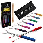 MalloMe Premium Marshmallow 45-inch Roasting Sticks Set of 8 Smores Skewers & Hot Dog Fork | Rotating Extending Patio Fire Pit Camping Cookware Campfire