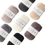 KnitPal Woolen Delights Soft Wool Yarn for Crocheting, 40% Wool, 40% Acrylic, 20% Polyamide - Wool Blend Yarn - #4 Aran/Heavy Worsted Weight Wool Yarn - 7 Skeins, 1218yds/700g - Neutral Pack