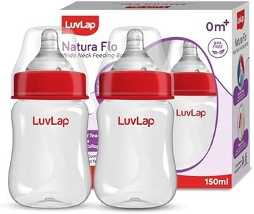 LuvLap Anti-Colic Wide Neck Natura Flo Baby Feeding Bottle, 150ml (Pack of 2), New Born / Infants / Toddler upto 3 years, BPA Free