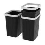 Cetomo 8.2L*3 Set, Wastebasket Trash Can, Waste Basket,Paper Bin, Garbage Can Bin for Bathrooms, Kitchens, Home Offices, Dorm Rooms black