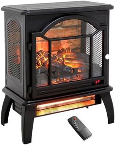 KOFOHON Freestanding Electric Fireplace Heater,Portable Infrared Fireplace Stove with 4 Types of 3D Realistic Flame Effects,Adjustable Temperature Indoor Space Heater,Timer&Remote Control,18"-1500W.