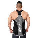 DECISIVE Fitness 3 Tone GYM Stringer Vest for Men- Black_Grey