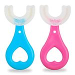 2Pcs Kids Toothbrushes,U Shaped Toothbrush 360°All-Round Cleaning Silicone Teeth Brush for Kids 2-6Years(Blue and Pink