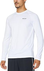 BALEAF Men's Long Sleeve Running Workout Shirts Quick Dry Athletic Gym T-Shirts Lightweight Soft Tee Tops White Size XL