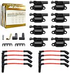 MAS Set of 8 Ignition Coils Pack&Platinum Spark Plugs&Wires Compatible with Chevrolet GMC Cadillac Camaro Express Impala CTS Avalanche Silverado Suburban V8 Replacement for UF413 12611424 12570616