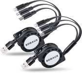 Multi Charger Cable 1M/3A/2Pack, SDBAUX Universal Charge 3 in 1 Retractable USB Fast Charging Cord Lead with iP Micro USB Type C Port, for Samsung Galaxy S22 S20 S10 S9, Sony, Moto, LG, Huawei, Xiaomi