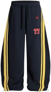 Aelfric Eden Barrel Sweatpants for Mens Side Striped Drawstring Elastic Waisted Wide Leg Lounge Pants with Pockets Blue