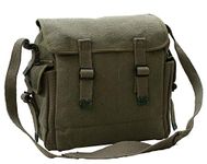 Canvas Webbing Messenger Bag With Pockets (Olive)