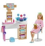 Barbie Spa Day Toy Playset with Blonde Doll & 10+ Accessories Including Puppy, Spa Station, Face Mask Mold & Dough