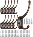 Dual Wall Hooks Coat Hooks Heavy Duty Made of Strong Metal 11Pcs-Coffee