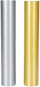 BELLE VOUS Rotoli di Vinile Adesivo Permanente (2 Pezzi) - 4,5 m - Vinile Permanente Argento/Oro Metallico per Finestre e Decorazioni - Compatibile con Macchine da Taglio