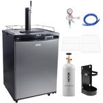 VEVOR Beer Kegerator, Single Tap Draft Beer Dispenser, Full Size Keg Refrigerator with Shelves, CO2 Cylinder, Drip Tray & Rail, 32°F- 75.2°F Temperature Control, Holds 1/6, 1/4, 1/2 Barrels, Black