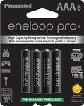 Eneloop Panasonic BK-4HCCA6BA pro AAA High-Capacity Ni-MH Pre-Charged Rechargeable Batteries, 6-Battery Pack