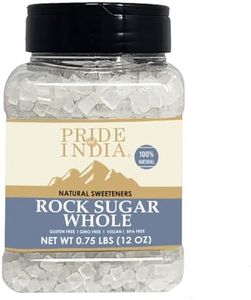 Pride Of India - Natural Crystal Rock Sugar Whole - 12 oz (340 gm) Medium Dual Sifter Jar - Authentic Indian Sugar Crystals - Used to Sweeten Milk or Tea - Offers Best Value for Money