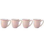 Denby - Elements Sorbet Pink Coffee Mug Set of 4 - 330ml Stoneware Ceramic Tea Mug Set For Home & Office - Dishwasher Safe, Microwave Safe - Pale Pink, White - Chip Resistant