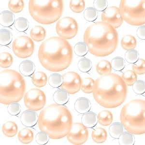 Luerbi 200 PCS Light Champagne Pearls Beads, Champagne Vase Filler Beads with 8000 PCS Transparent Water Gels, 10/14/20 MM Floating Beads for Vases, Vase Fillers, Water Bead Decor, Vase Filler Pearls