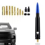 Gseigvee Pack-1 Car Bullet Antenna, 5.4" Skull Antenna Pole for GM Chevy Silverado 1500 2500 3500 HD Avalanche GMC Sierra 1500 2500 3500 Denali Heavy Duty Pickup Trucks Accessories (Blue)