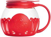 Ecolution Patented Micro-Pop Microwave Popcorn Popper with Temperature Safe Glass, 3-in-1 Lid Measures Kernels and Melts Butter, Made Without BPA, Dishwasher Safe, 1.5-Quart, Red