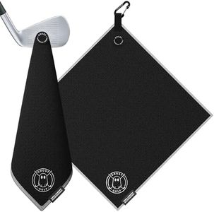 Ghost Golf Magnetic Towel (Greenside) - Premium Ultra-Absorbent Microfiber Golf Towel with Magnet for Golf Carts or Clubs - 18" x 18" Golfing Gear - Waffle Weave Pattern (Black)