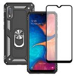 Samsung A10E Phone Case, Galaxy A10E Phone Case with Screen Protector, Military Grade Protective Cases with Ring for Samsung Galaxy A10E (Black)