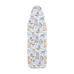 SHERWOOD Ironing Board Cover 124 x 38cm 100% Cotton Cover with Thick Felt Resists Scorching and Staining Adjustable Size Iron Board Cover (Dogs,124 x 38cm)