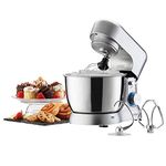 Cooks Professional Stand Mixer | 8 Speed 1000W Electric Mixer | With 4.5L Mixing Bowl, Splash Guard, Balloon Whisk, Beater & Dough Hook | Cake Mixer & Dough Mixer | Silver