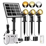 Linke Solar Powered Spot Lights, 2700K/4000K/6500K Adjustable 3 in 1 Solar Landscape Spotlights IP66 LED Solar Spike Lights Outdoor Garden Solar uplighters for Yard Path Tree Gazebo & Lawn