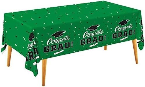 Gatherfun Graduation Party Decorations, Gongrats Grad Tablecover for Graduation Party Supplies, 3 pcs Green Table Cloths, 54"x108"