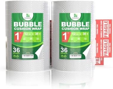 Perforated Bubble Wrap Roll Cushioning Packing Wrap for Moving Shipping Packaging (12in x 36ft / 2 Rolls [72 Total Feet]) Clear