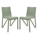 Supreme chairs Zyleg Designer Armless Plastic Chair for Dining, Cafeteria and Restaurent with Weight Bearing Capacity of 150 kg (Color : Frosty Green, Count : 2)