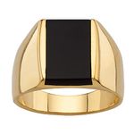 PalmBeach Jewelry Men's Yellow Gold-Plated Emerald Cut Natural Black Onyx Ring Sizes 8-16, Metal, Onyx