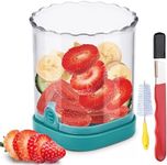 Strawberry Cutter Slicer Cup with Blade Sharpener & Cleaning Brush – Versatile Fruit Slicer for Strawberries, Eggs, Bananas, Grapes(Dark Teal)