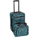 ROCKLAND F102-BLUELEOPARD 2 Piece Luggage Set, Blue Leopard, One Size