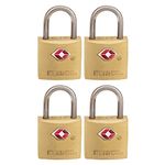 BRINKS - 22mm TSA Approved Solid Brass Keyed Travel Padlock, 4-Pack - Chrome Plated with Hardened Steel Shackle, TSA Approved Lock for Travel and Inspection