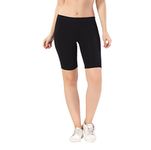 TRASA Women's Cotton Fashion Biker Workout Cycling Shorts, Black - M