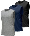 Boyzn Men's 3 Pack Workout Tank Tops Gym Athletic Muscle Tee Bodybuilding Fitness Sleeveless T-Shirts Black/Navy/HGrey-3P03-M