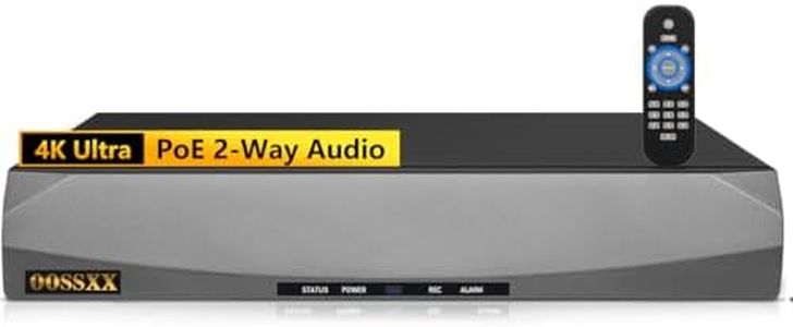 OOSSXX 8.0/4K Megapixel 16-Channel POE NVR Network Video Recorder, Supports up to 16 x 8MP/4K IP Cameras, Max to 8TB Hard Drive (NO HDD)