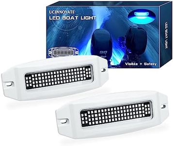 UCINNOVATE 2X 6.9” Marine LED Boat Light, 3000LM 84LED Waterproof Transom Lights, Underwater Light for Yachts, Boats, Sailboat, Pontoon, Transom, Boat Deck Light Stern Lights (Blue, 12-36V, IP68)