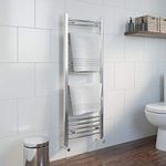 DuraTherm® 1200 x 450mm Curved Heated Towel Rail Radiator Modern Central Heating Bathroom Warmer Wall Mounted Ladder Rad, Polished Chrome