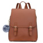 KKXIU Stylish Small Backpack Bag for Women Synthetic Leather Mini Bookbag Purse with Multiple Pockets, Z-tan, Classic