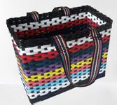 Sonas Creation Paperus, Large, Multicolor, Lunch Bag, Picnic Basket, Carry Bag, Tiffin Basket for Office, Eco-Friendly, Handmade, of Paper Ropes 11 in Tall 14 in Length 7 in Wide Base